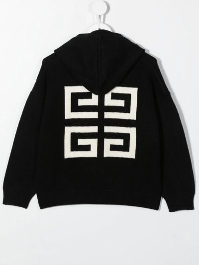 Shop Givenchy Knitted Logo Hoodie In Black