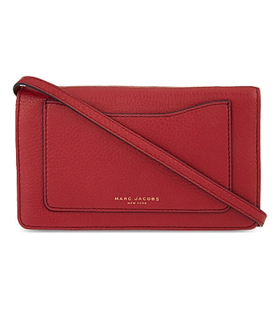 Marc Jacobs Recruit Grained Leather Wrislet Wallet In Ruby Rose