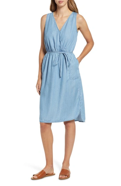 Beachlunchlounge Zhuri Sleeveless Tie Waist Dress In Medium Wash | ModeSens