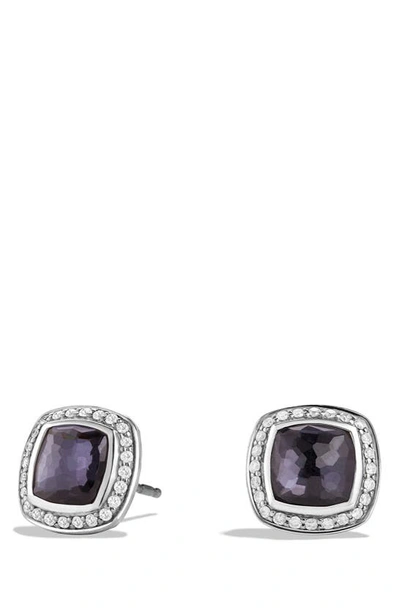 Shop David Yurman Albion Earrings With Semiprecious Stone And Diamonds In Amethyst/ Hematine