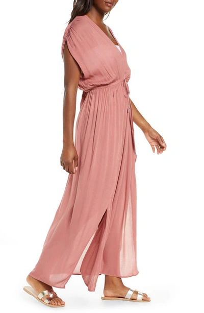 Shop Elan Wrap Maxi Cover-up Dress In Mauve
