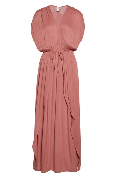 Shop Elan Wrap Maxi Cover-up Dress In Mauve