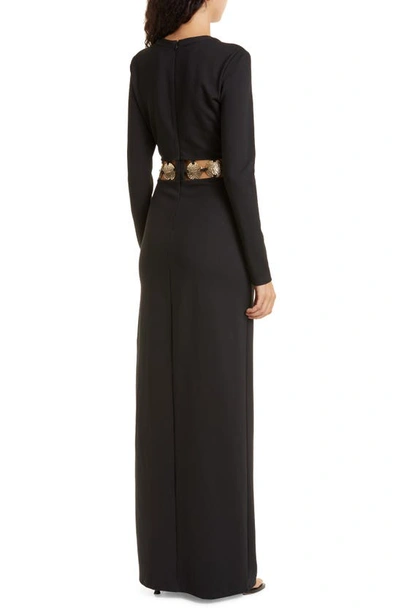Shop Staud Delphine Cutout Long Sleeve Dress In Black