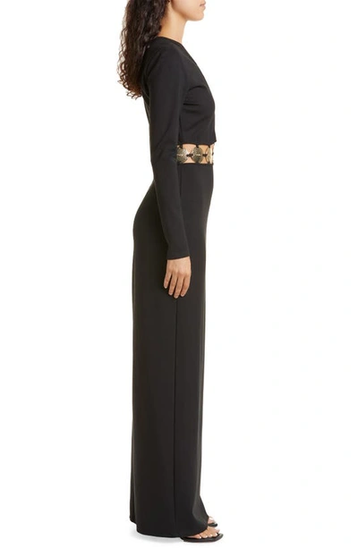 Shop Staud Delphine Cutout Long Sleeve Dress In Black