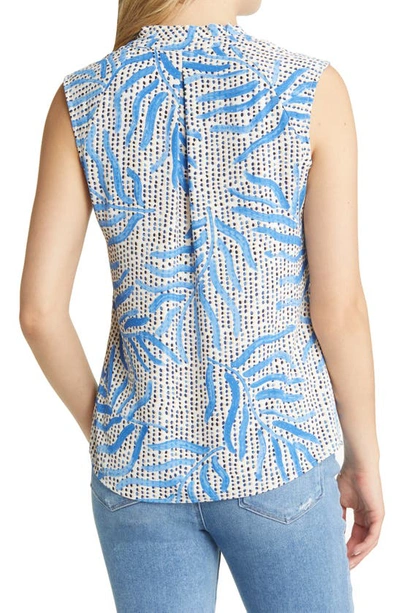 Nic + Zoe Petite Palm Dot Brushstroke-print Tank In Blue Multi