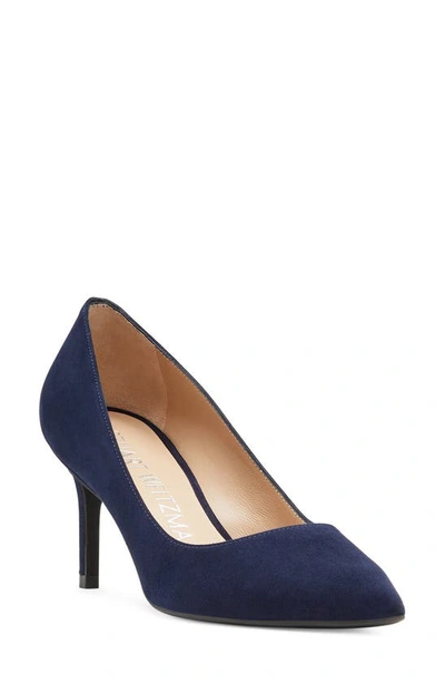 Shop Stuart Weitzman Linsi 75 Pointed Toe Pump In Nice Blue