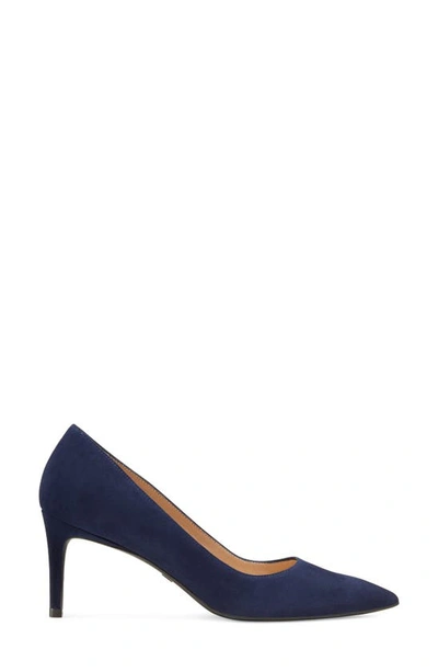 Shop Stuart Weitzman Linsi 75 Pointed Toe Pump In Nice Blue