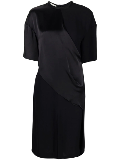 Shop Stella Mccartney Panelled Draped T-shirt Dress In Black