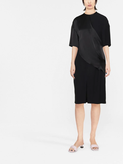 Shop Stella Mccartney Panelled Draped T-shirt Dress In Black