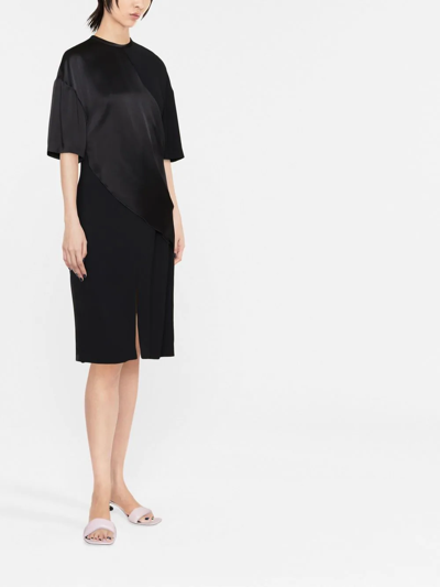 Shop Stella Mccartney Panelled Draped T-shirt Dress In Black