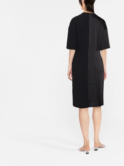 Shop Stella Mccartney Panelled Draped T-shirt Dress In Black