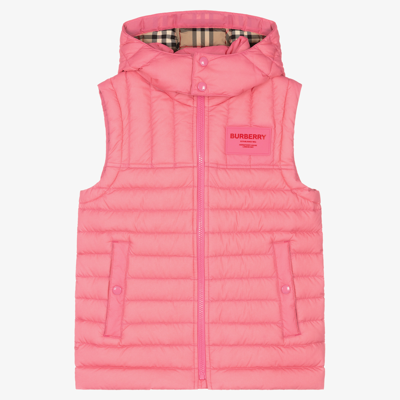 Shop Burberry Teen Girls Pink Puffer Gilet