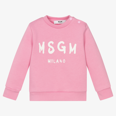 Shop Msgm Girls Pink Cotton Sweatshirt