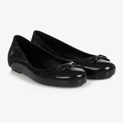 Shop Mini Melissa Girls Black Jelly Ballet Shoes