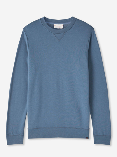 Shop Derek Rose Men's Sweatshirt Quinn Cotton Modal Storm Blue