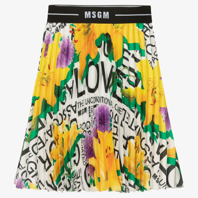 Shop Msgm Girls Yellow Floral Skirt