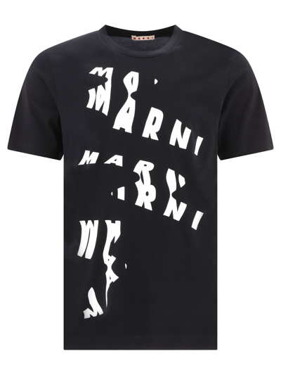 Shop Marni "scanned" T-shirt In Black