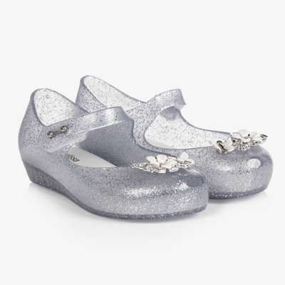 Shop Mini Melissa Girls Silver Flower Jelly Shoes