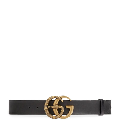 Shop Gucci Double G Snake-detail Belt In Black