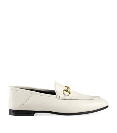 Shop Gucci Leather Brixton Horsebit Loafers In White