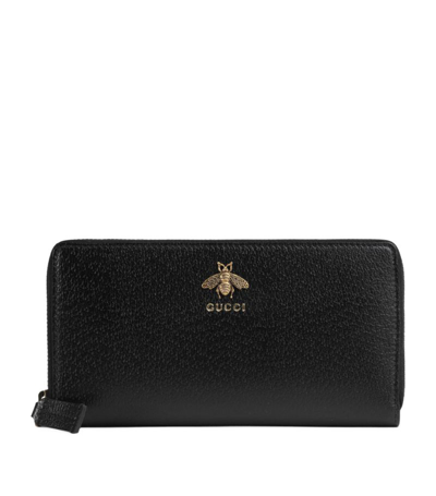 Shop Gucci Leather Animalier Wallet In Black