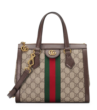 Shop Gucci Small Ophidia Gg Tote Bag In Neutrals