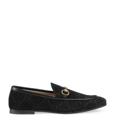 Shop Gucci Velvet Jordaan Gg Loafers In Black