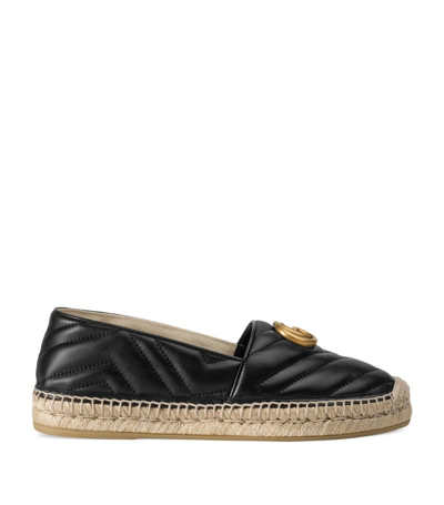 Shop Gucci Leather Double G Espadrilles In Black