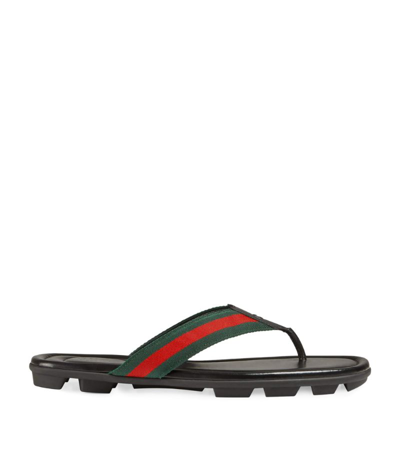 Shop Gucci Web Stripe Sandals In Black