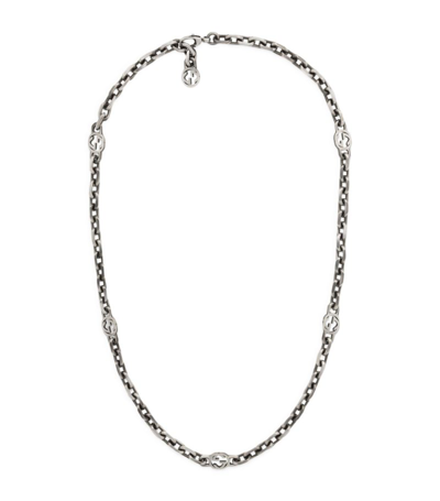 Shop Gucci Sterling Silver Interlocking G Necklace