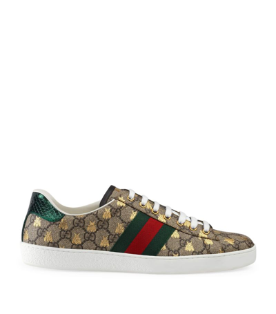 Shop Gucci Ace Double G Supreme Bee Sneakers In Neutrals