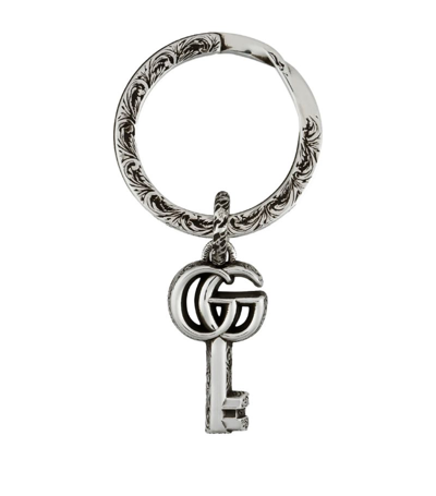 Shop Gucci Sterling Silver Double G Keyring