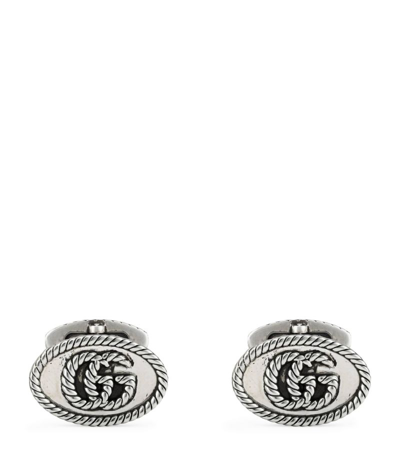 Shop Gucci Sterling Silver Double G Cufflinks