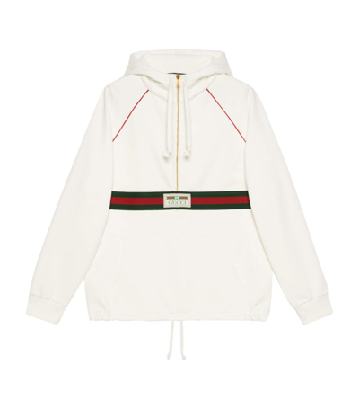 Shop Gucci Web Stripe Hoodie In White