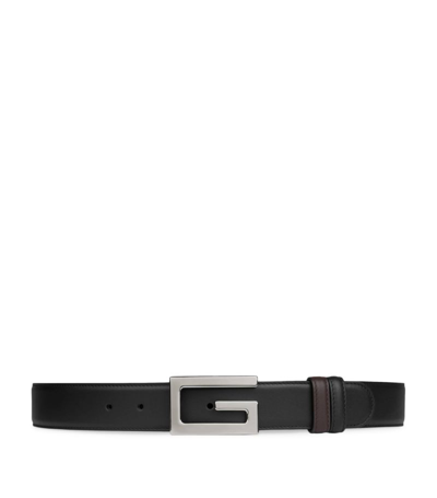 Shop Gucci Reversible Square G Belt In Black