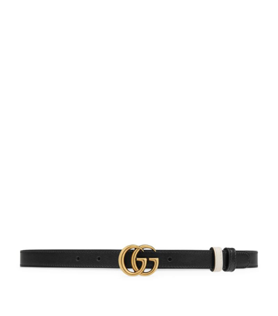 Shop Gucci Reversible Gg Marmont Thin Belt In White