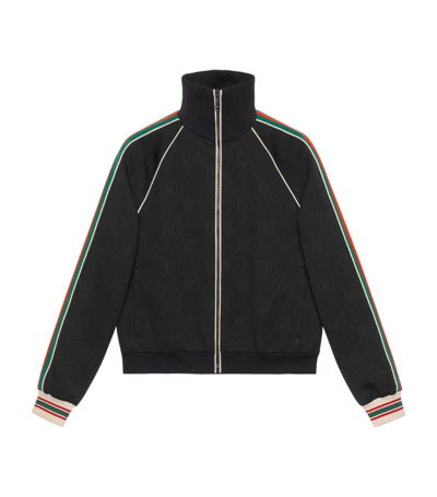 Shop Gucci Web Stripe Zip-up Jacket In Black