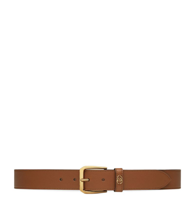 Shop Gucci Leather Interlocking G Belt In Brown