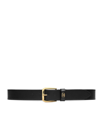 Shop Gucci Leather Interlocking G Belt In Black