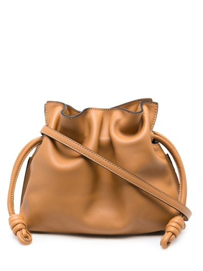 Shop Loewe Flamenco' Mini Leather Clutch Bag In Cammello