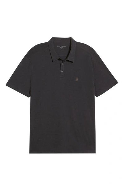 John Varvatos Victor Solid Slub Cotton Polo In Black