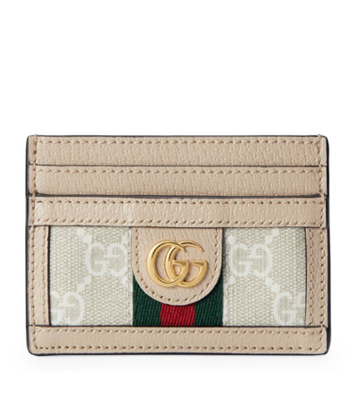 Shop Gucci Leather-gg Supreme Canvas Ophidia Card Holder In White