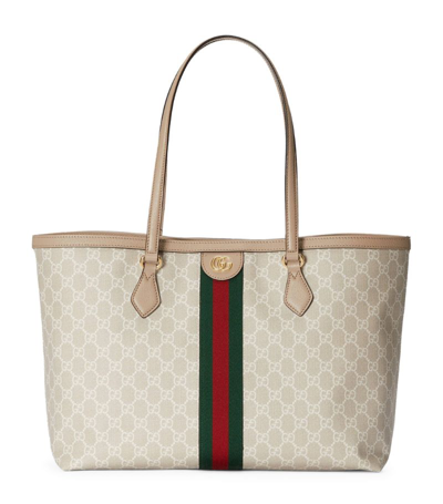 Shop Gucci Medium Canvas Ophidia Gg Tote Bag In White