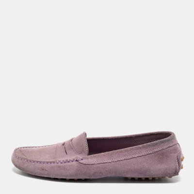 Pre-owned Tod's Lavender Suede Penny Driving Loafers Size 40 In Purple