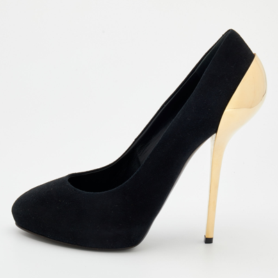 Pre-owned Giuseppe Zanotti Black Suede Platform Pumps Size 41