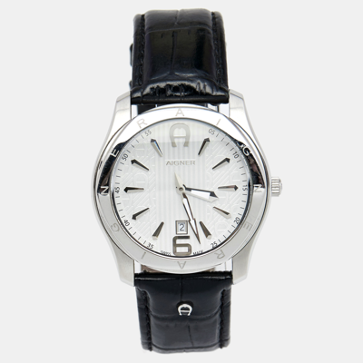 Pre-owned Aigner Silver Stainless Steel Leather Lazio A42000 Men's  Wristwatch 44 Mm | ModeSens