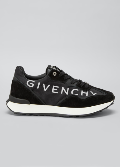 Shop Givenchy Men's Giv Runner Light Textile 4g-logo Sneakers In Black