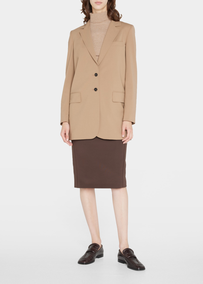 Shop Max Mara Anta Straight-cut Wool Jacket In Hazelnut Brown