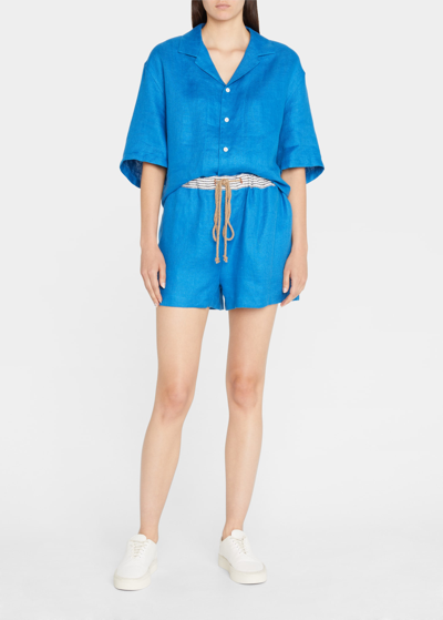 Shop The Salting Cabana Button-front Top In Lapis Blue