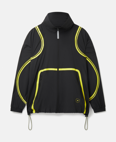 Shop Stella Mccartney Truepace Woven Trainingsuit Jacket In Black & Shock Yellow